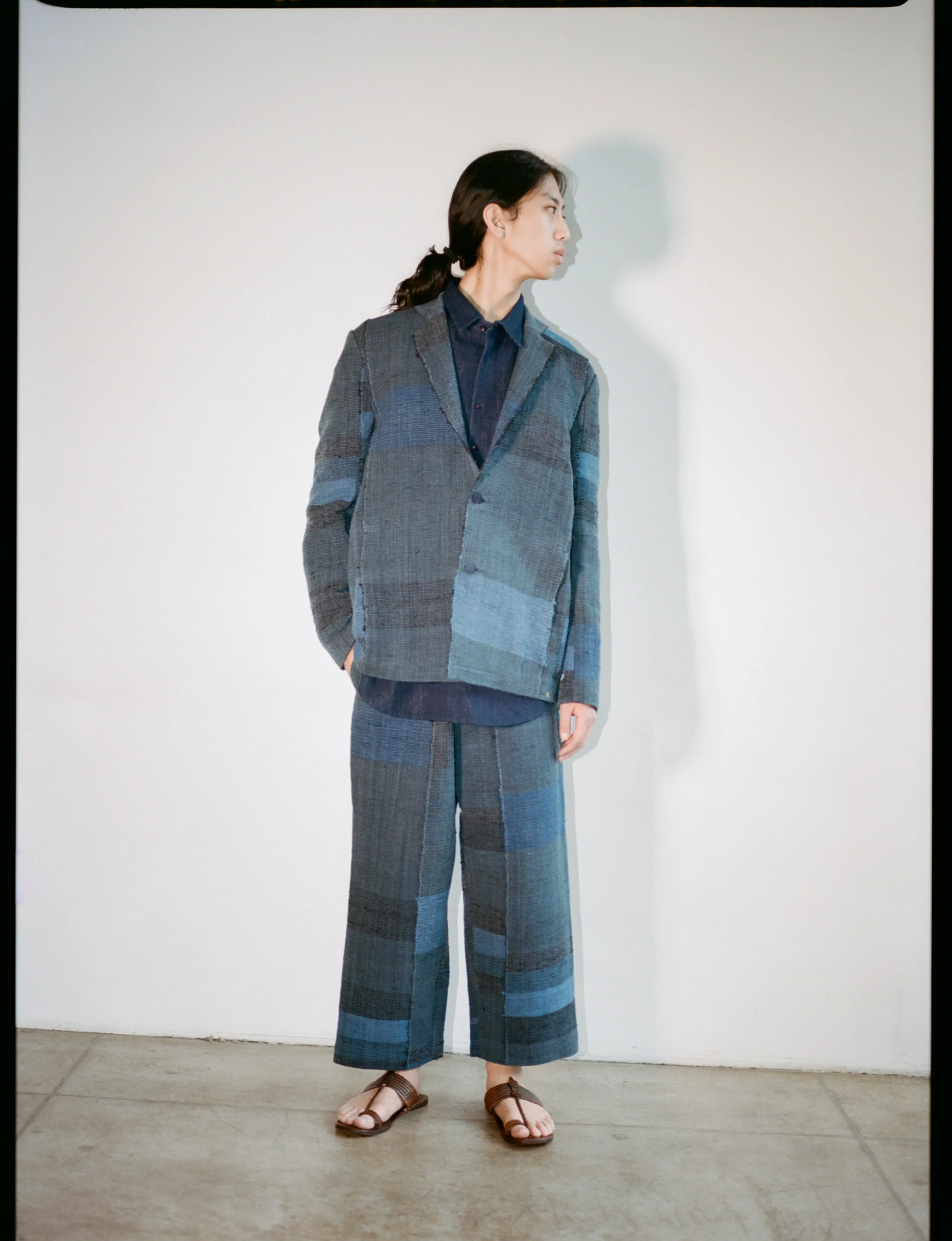 11.11 HAND WOVEN PATCHWORK JACKET - INDIGO - Image 4