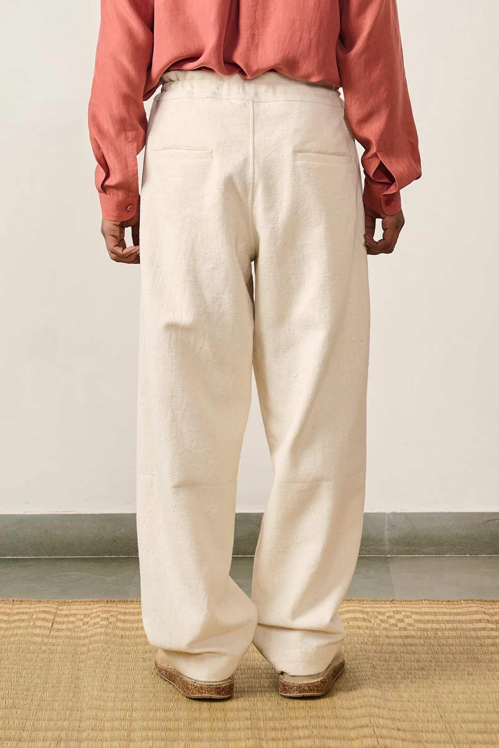 11.11 ORGANIC COTTON WIDE LEG TROUSER - ECRU - Image 4