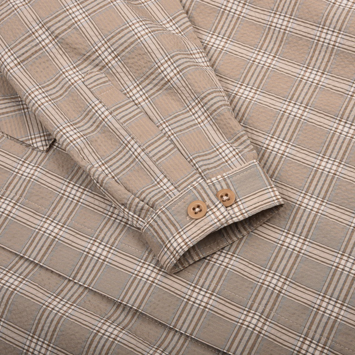 1ST PAT-RN PATH OVERSHIRT - BEIGE GLENCHECK - Image 8