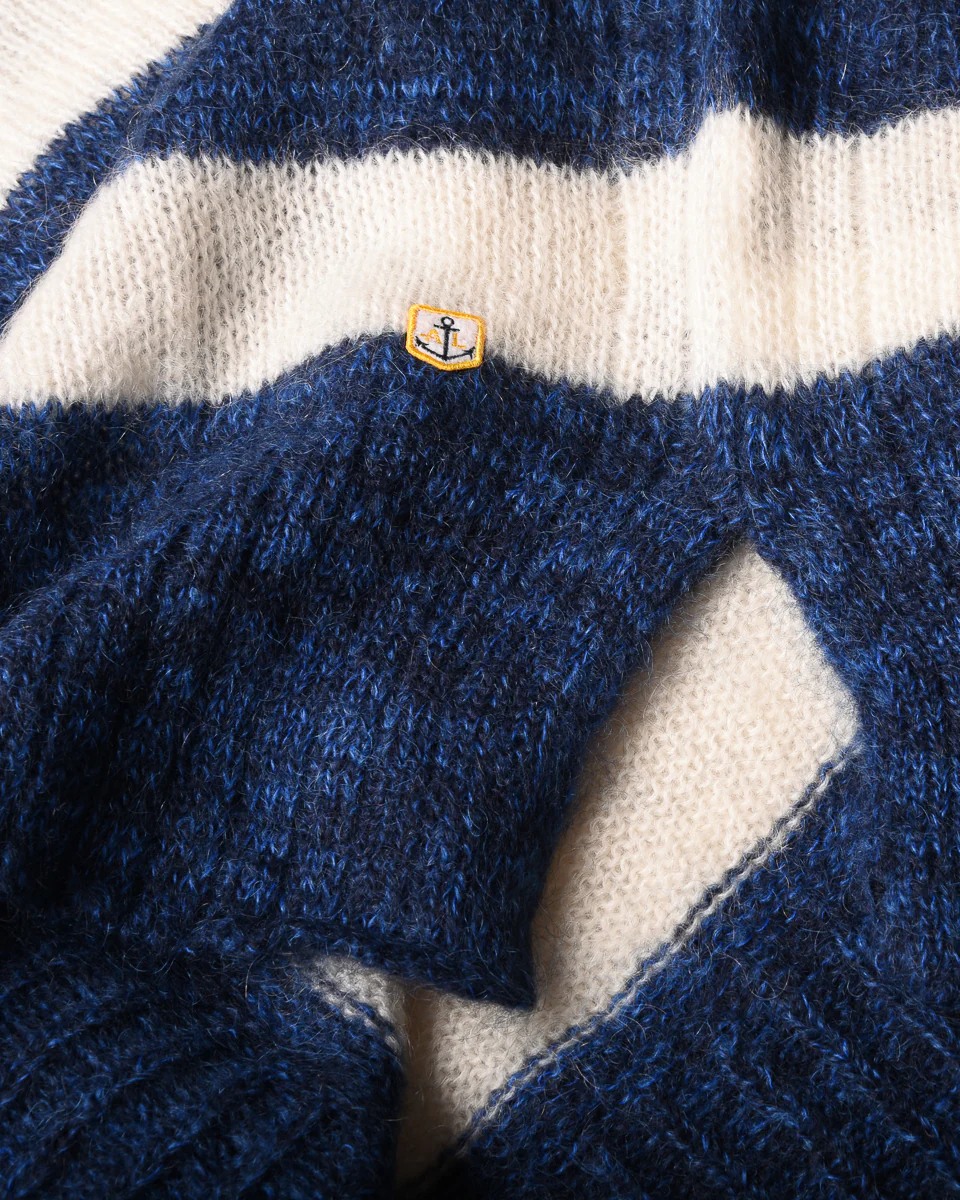ARMOR LUX LADIES MOHAIR STRIPED JUMPER - SEAL/ SODALITE/ NATURE - Image 3