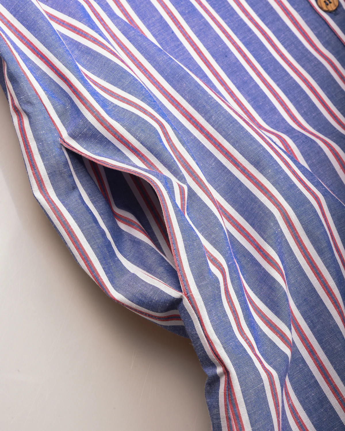 ARMOR LUX STRIPED SHIRT DRESS - SEAL/ECRU/ ROUGE - Image 5