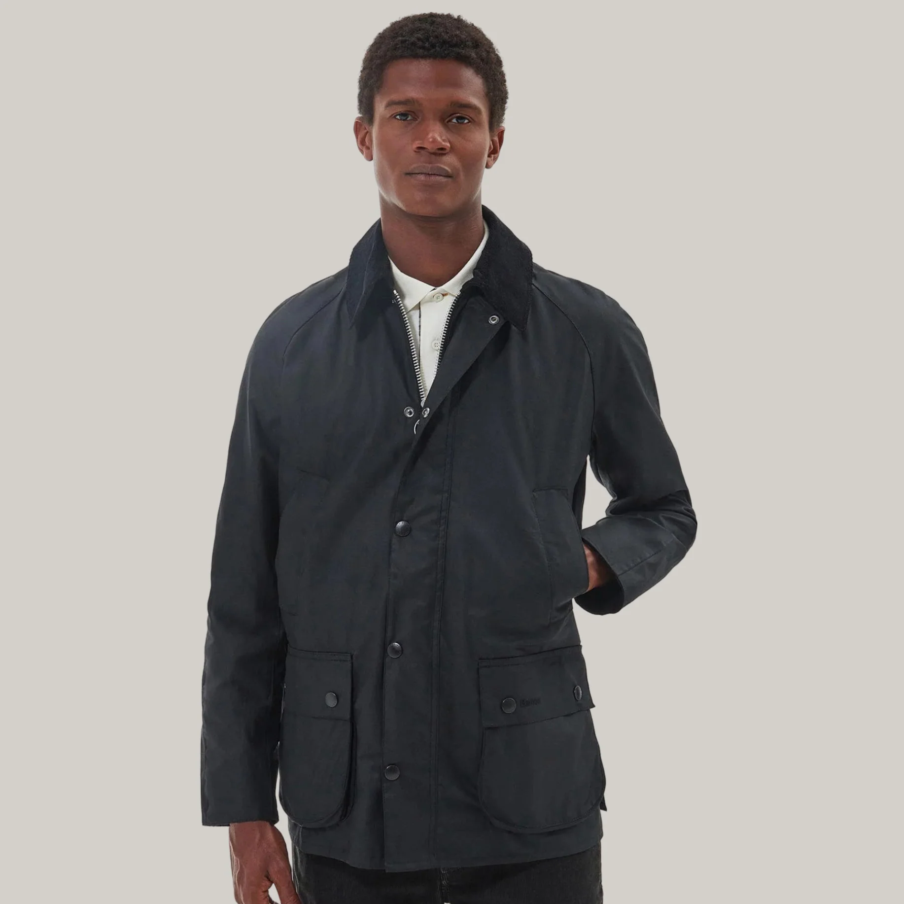 BARBOUR ASHBY WAXED JACKET - BLACK - Image 2
