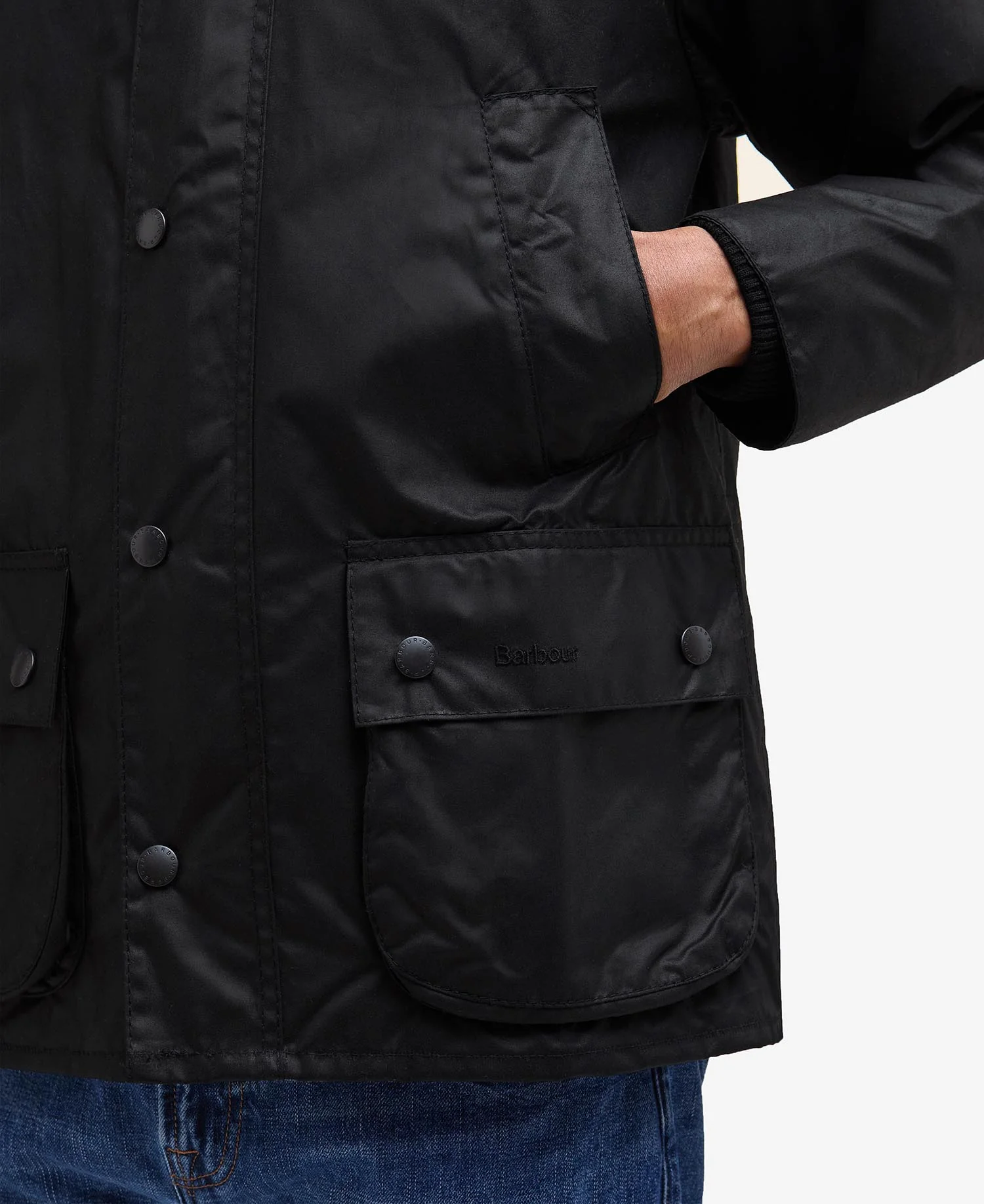 BARBOUR BEDALE WAX JACKET - BLACK - Image 4
