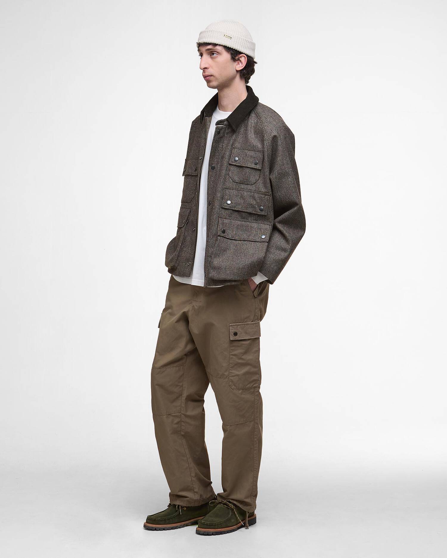 BARBOUR EDITOR WOOL JACKET - OLIVE CHECK - Image 3