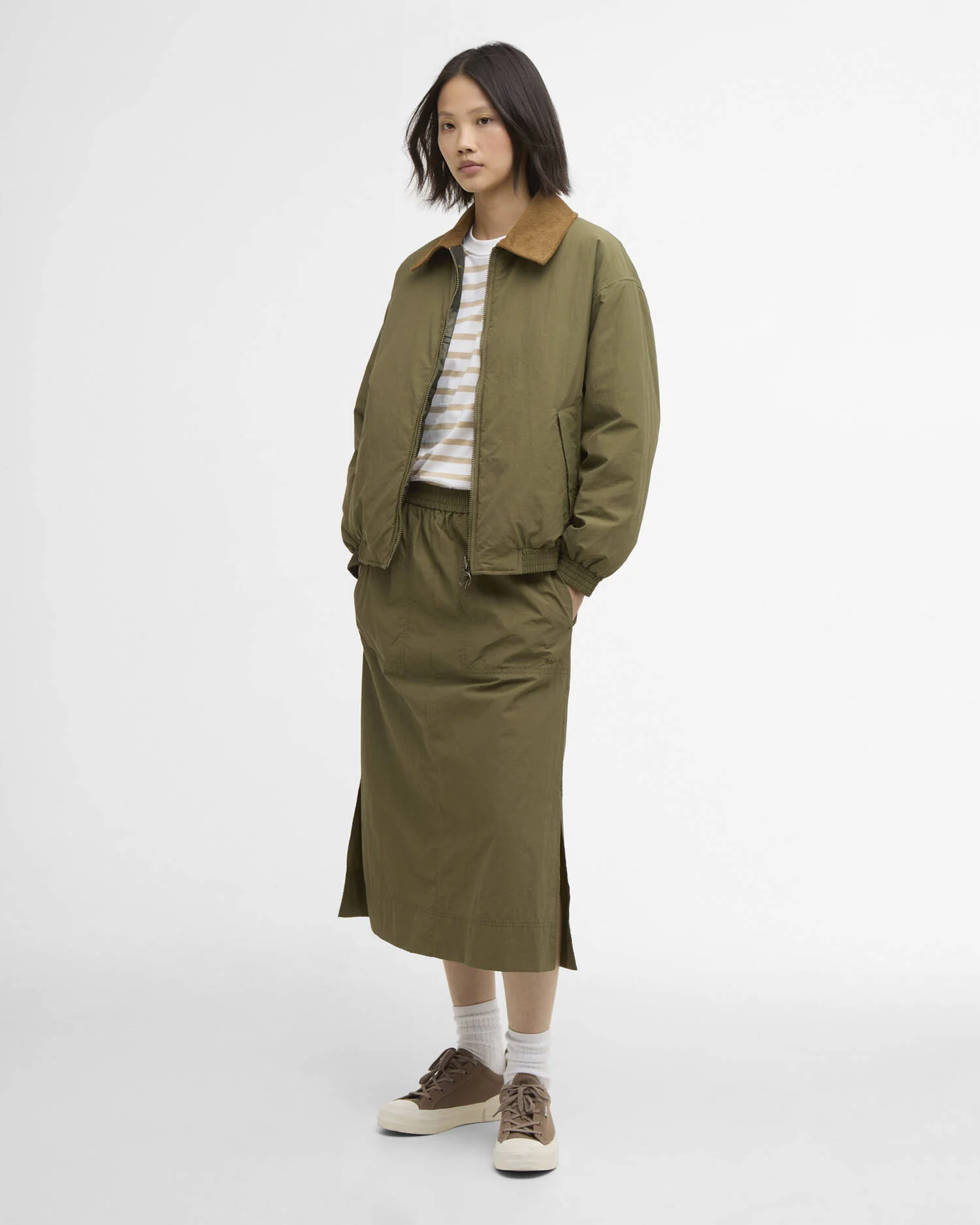 BARBOUR MAUREEN REVERSIBLE CASUAL JACKET - BURNT OLIVE - Image 3