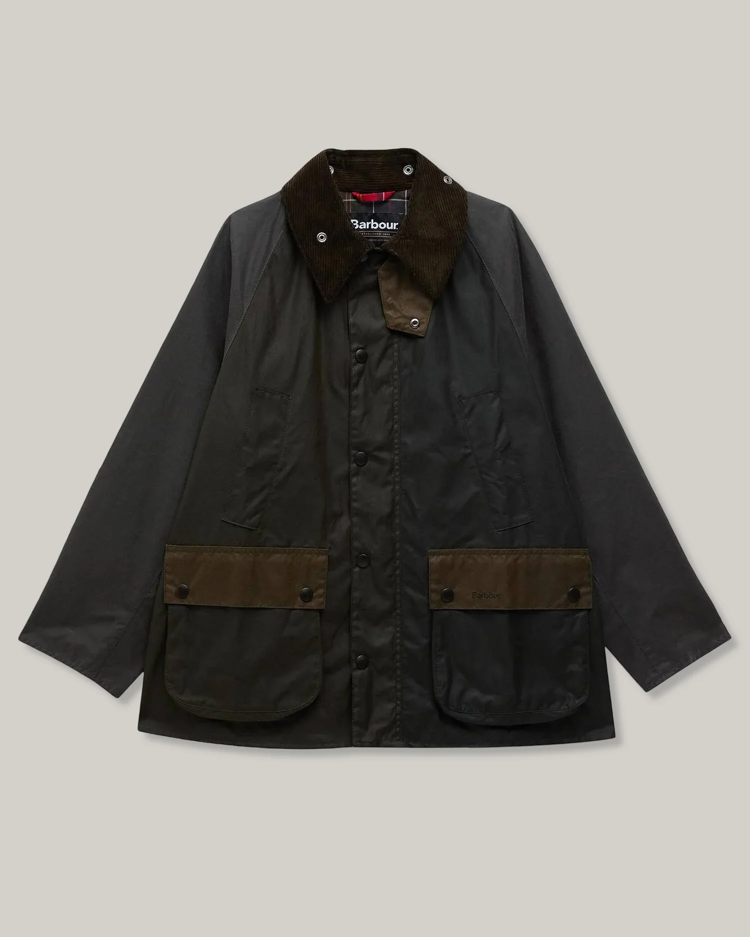 BARBOUR PATCHWORK BEDALE OS WAX JACKET - SAGE MULTI - Image 3