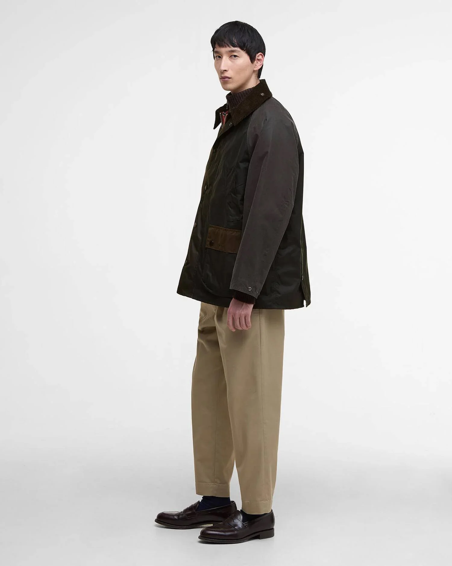 BARBOUR PATCHWORK BEDALE OS WAX JACKET - SAGE MULTI - Image 5