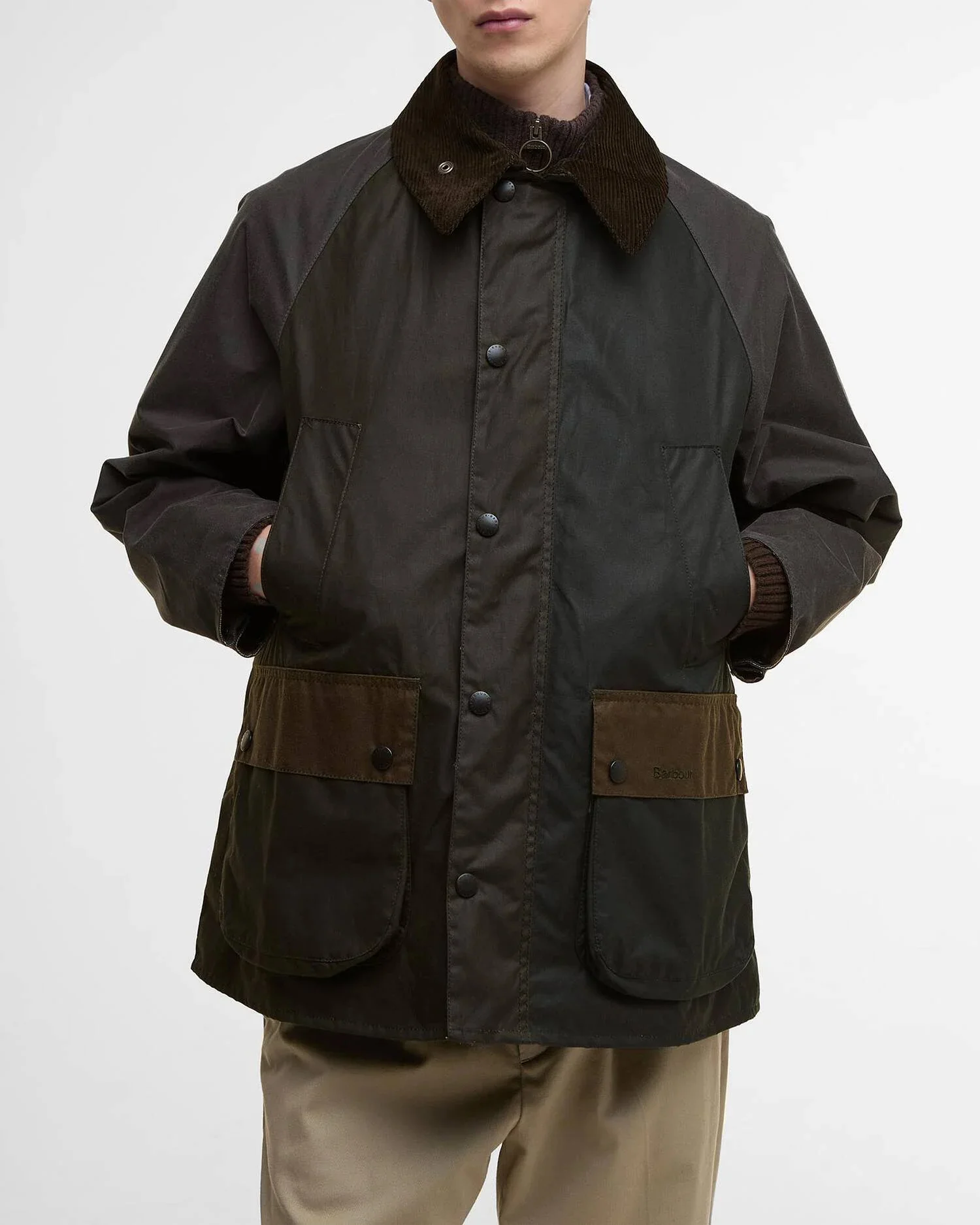 BARBOUR PATCHWORK BEDALE OS WAX JACKET - SAGE MULTI - Image 9