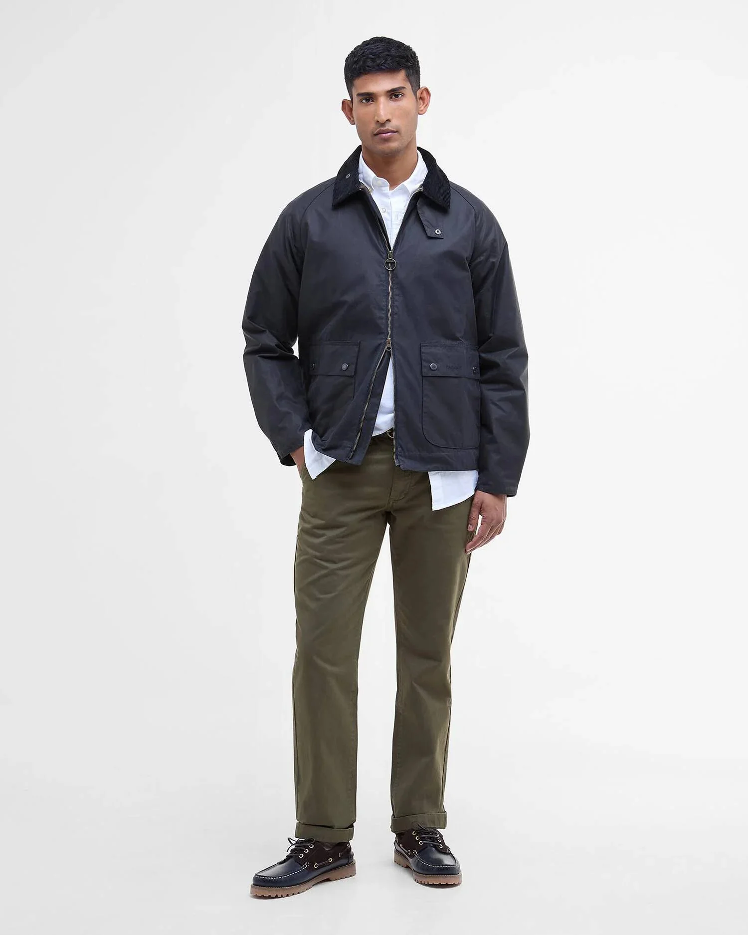 BARBOUR SHORT BEDALE WAXED JACKET - CLASSIC NAVY - Image 3