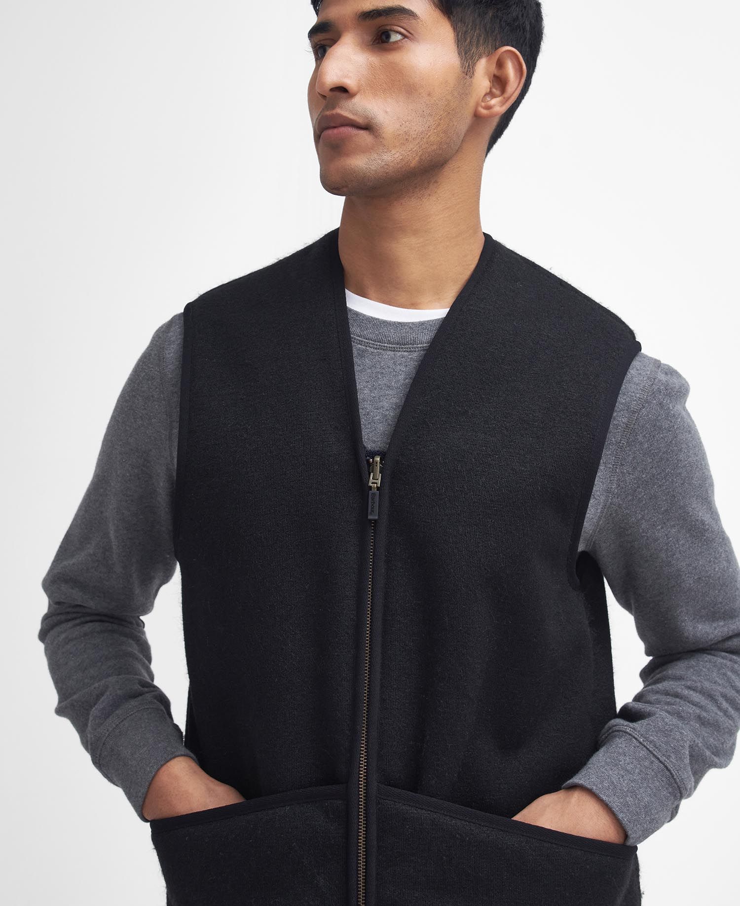 BARBOUR WARM PILE ZIP JACKET LINER - BLACK - Image 3