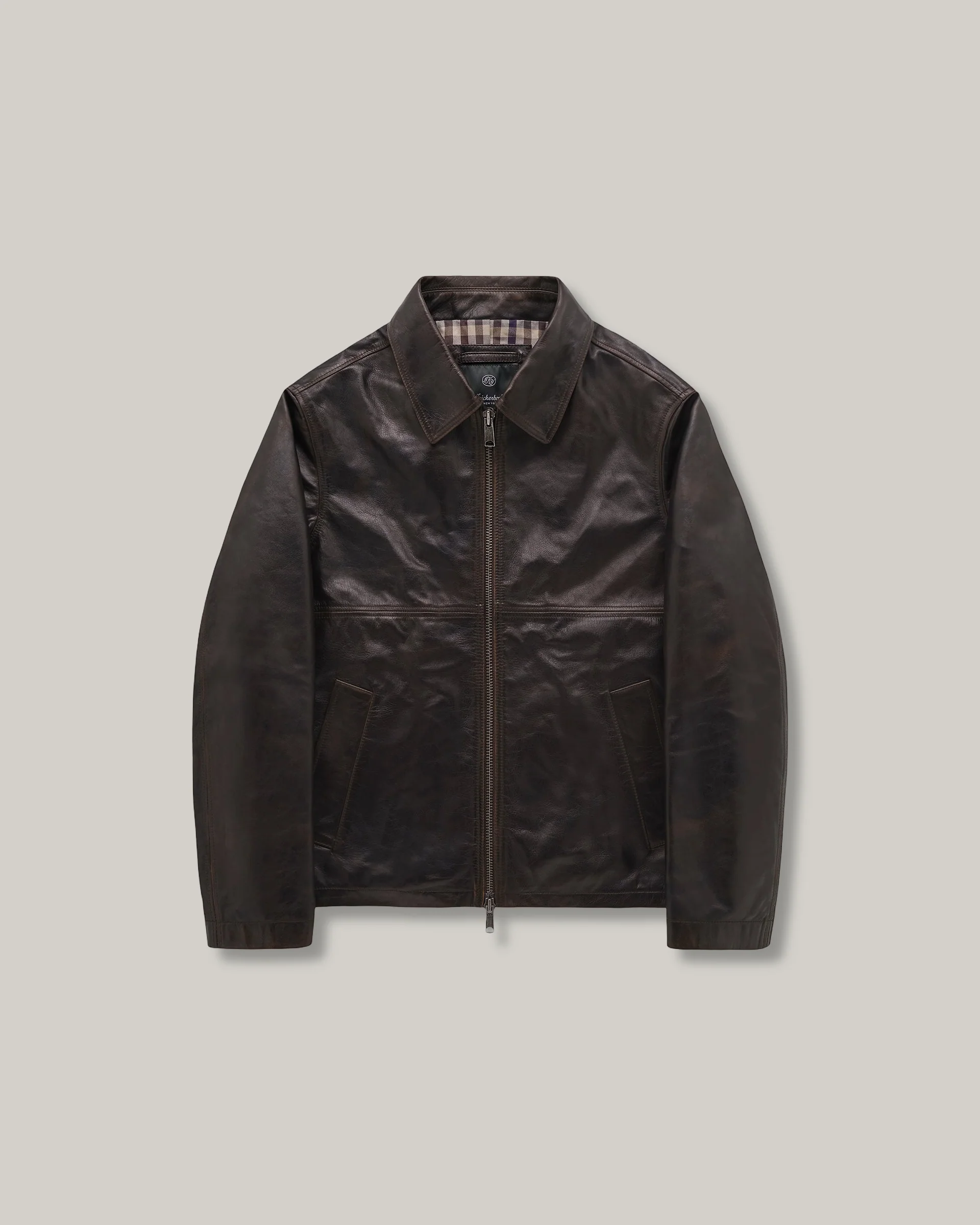 KNICKERBOCKER BENSON LEATHER JACKET - BROWN