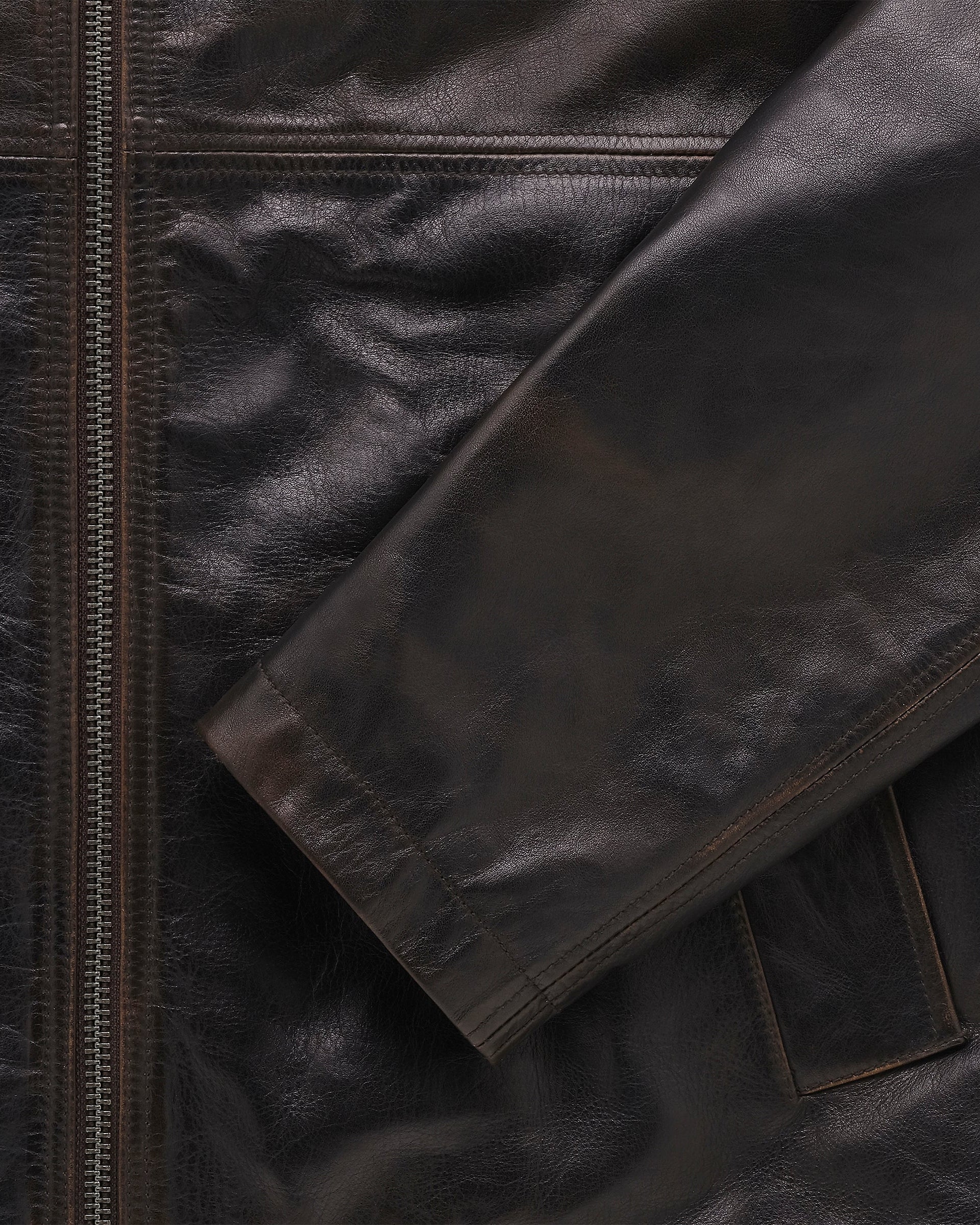 KNICKERBOCKER BENSON LEATHER JACKET - BROWN - Image 3