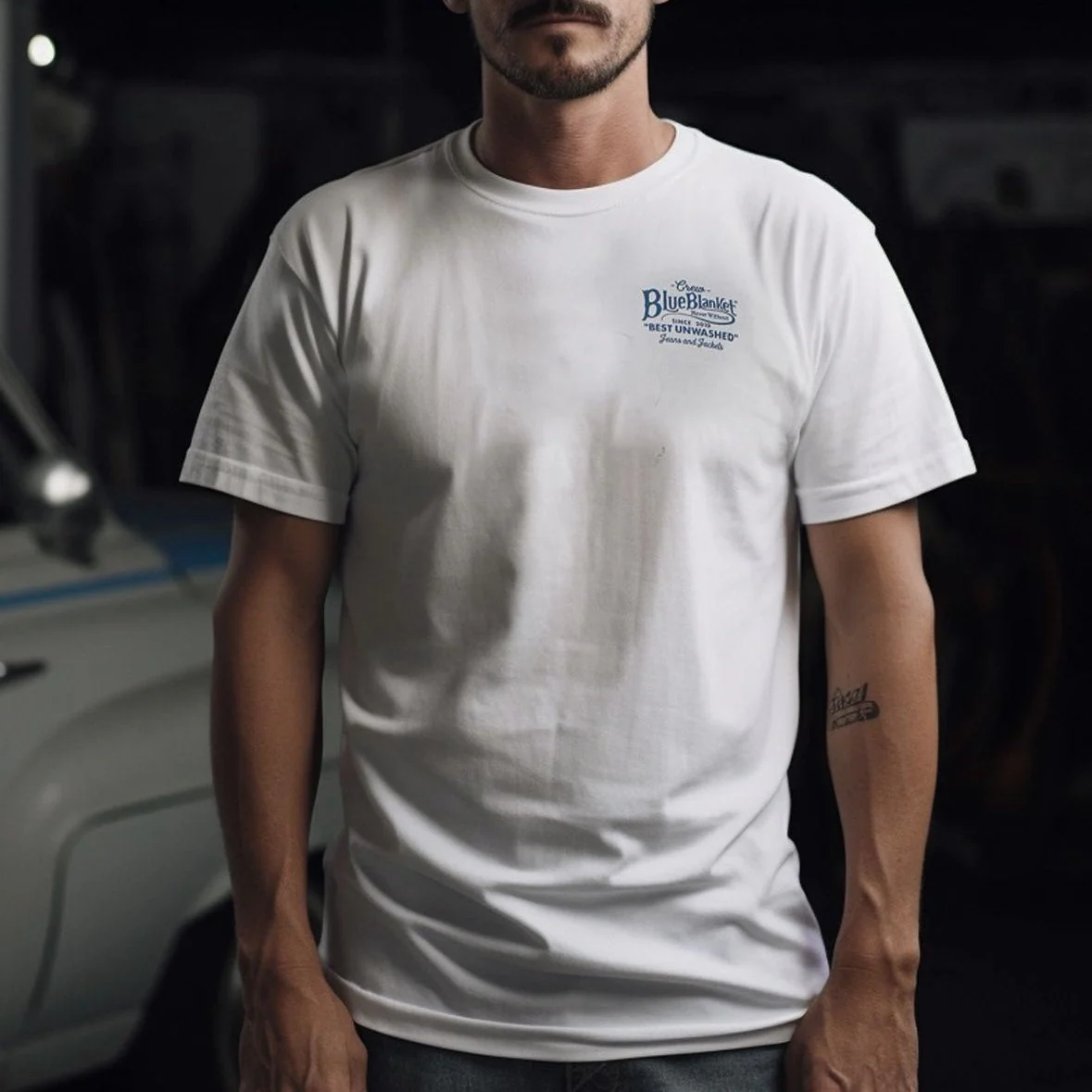 BLUE BLANKET JEANS TS9-IT78 TUBULAR LOGO T-SHIRT - WHITE - Image 3