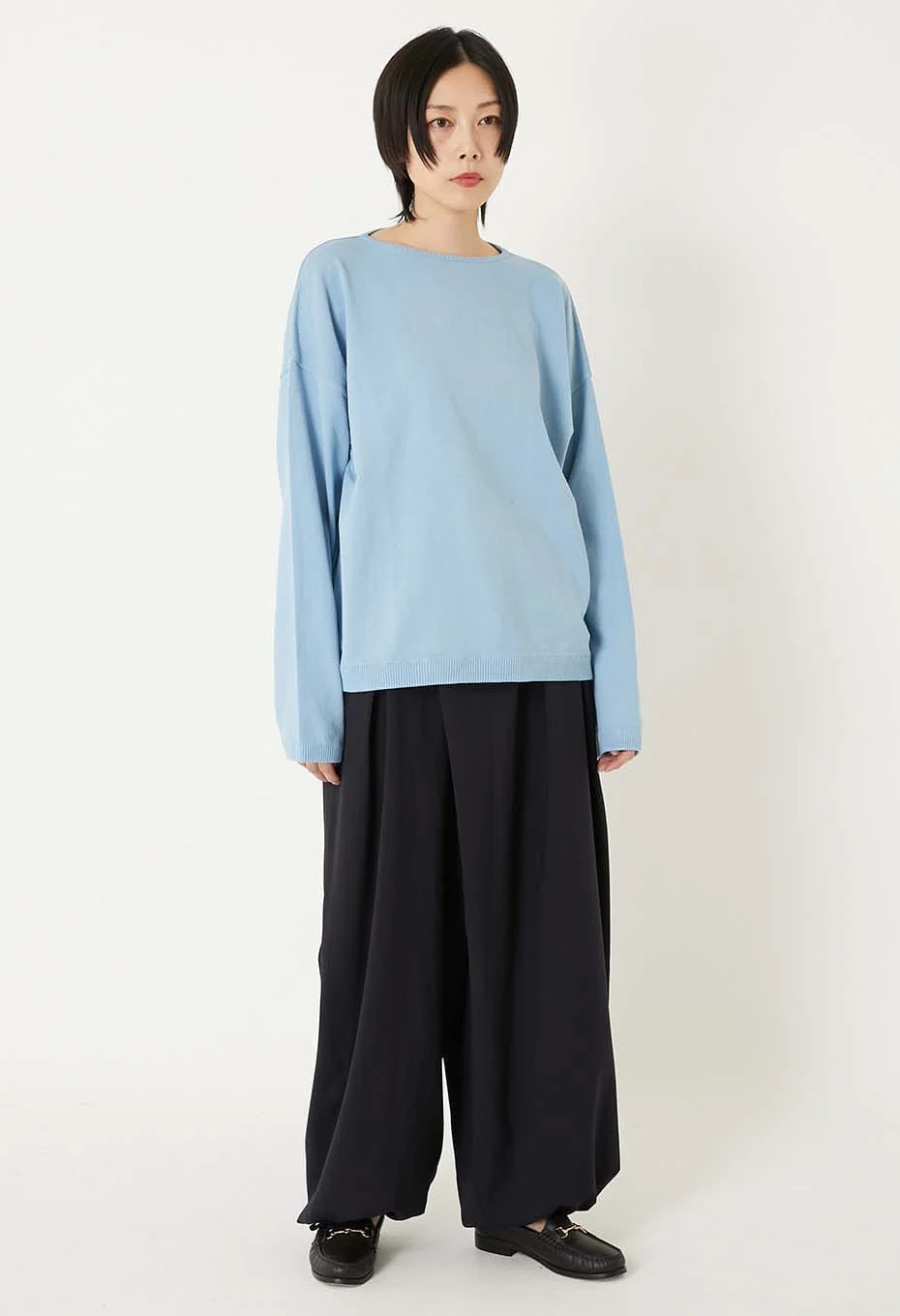 BLUE BLUE JAPAN DRY TOUCH POPLIN FULL WIDE PANTS - DARK NAVY - Image 10