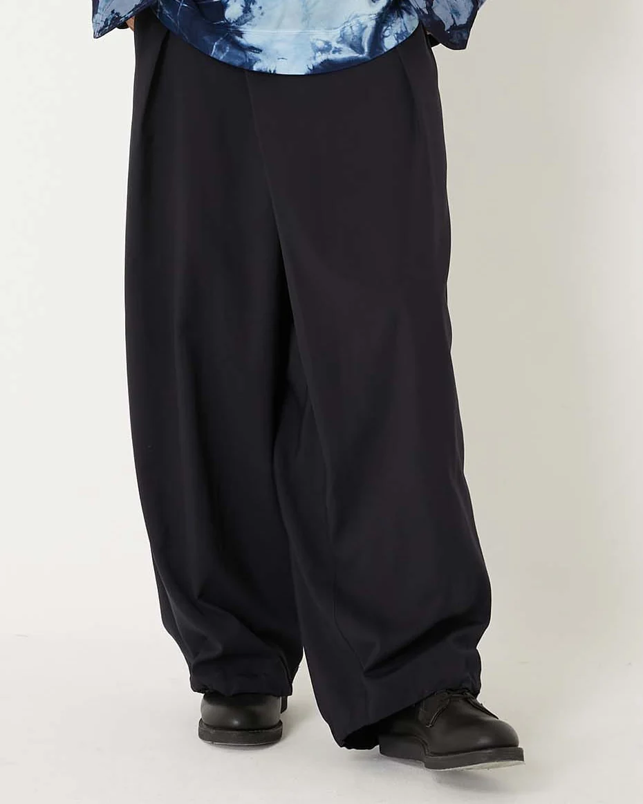 BLUE BLUE JAPAN DRY TOUCH POPLIN FULL WIDE PANTS - DARK NAVY - Image 2