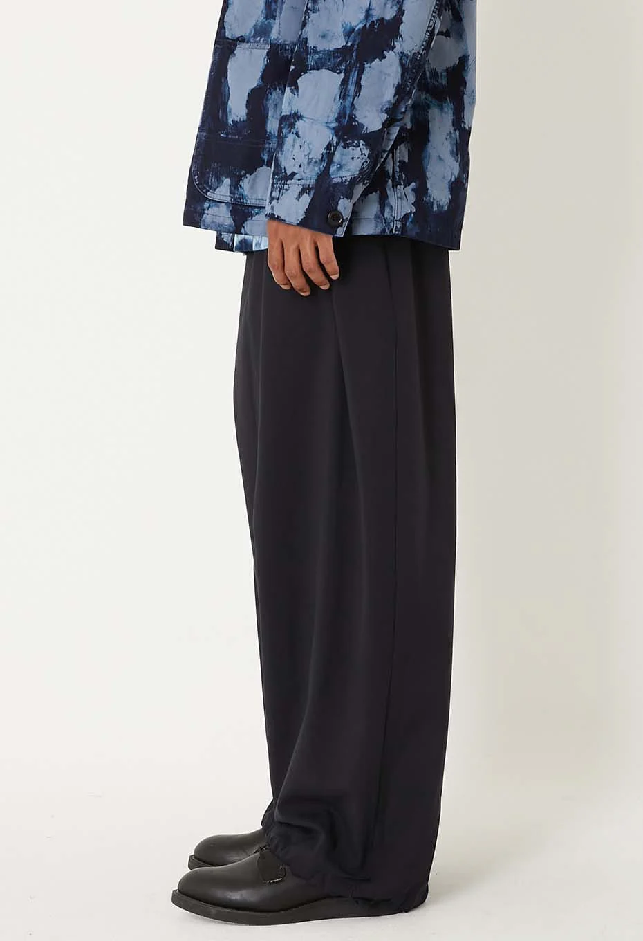 BLUE BLUE JAPAN DRY TOUCH POPLIN FULL WIDE PANTS - DARK NAVY - Image 3