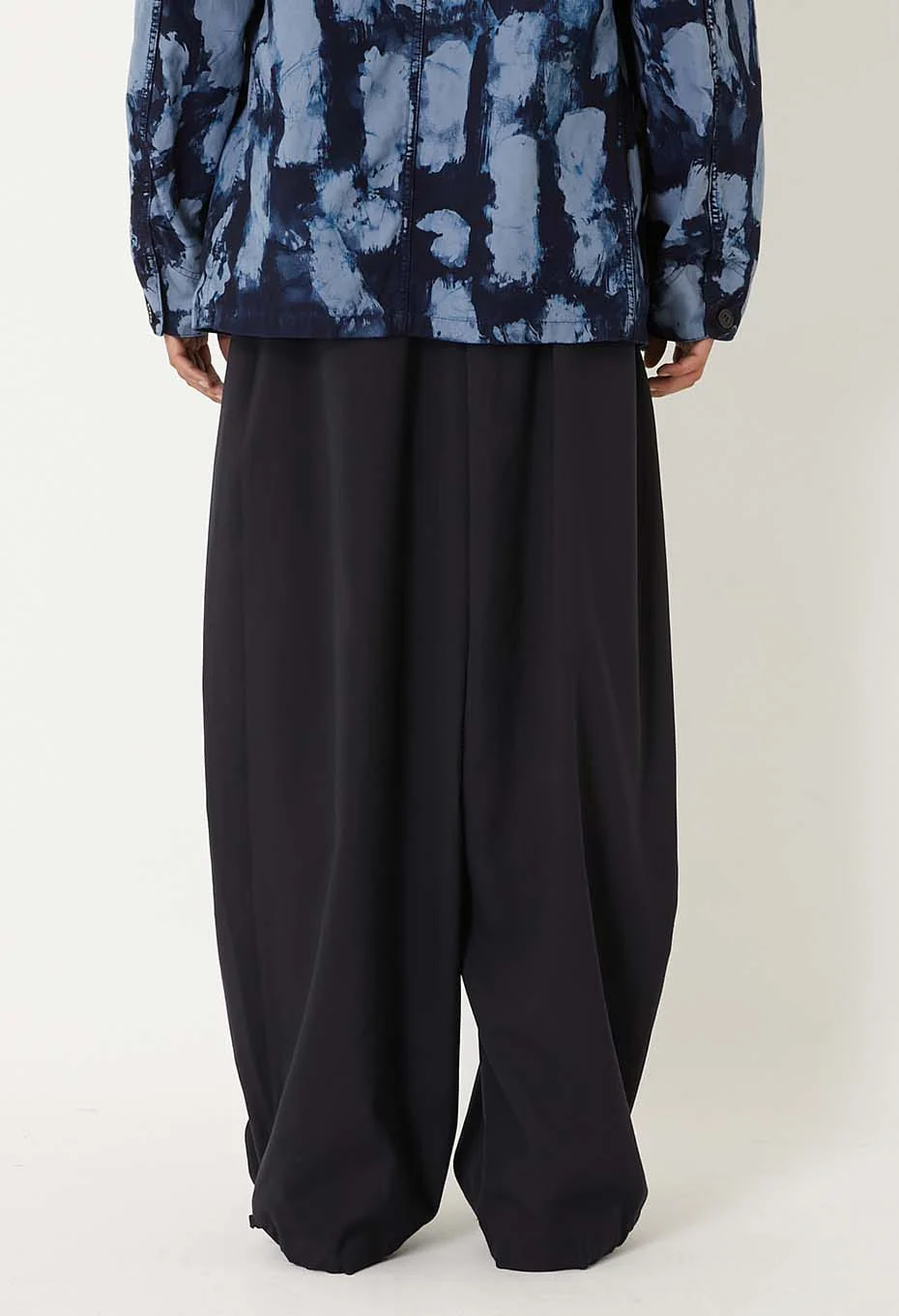 BLUE BLUE JAPAN DRY TOUCH POPLIN FULL WIDE PANTS - DARK NAVY - Image 4