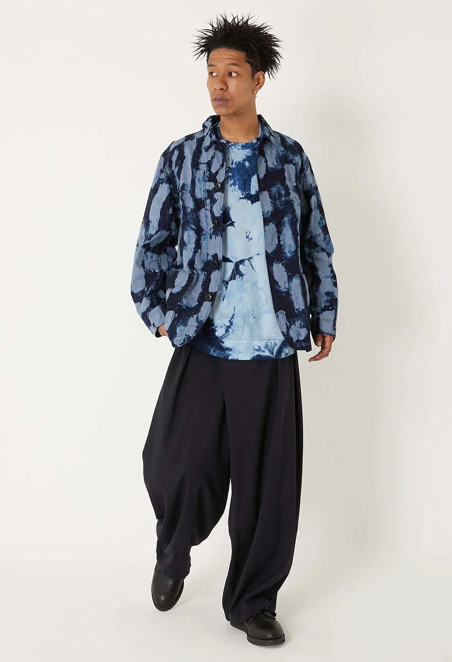 BLUE BLUE JAPAN DRY TOUCH POPLIN FULL WIDE PANTS - DARK NAVY - Image 9