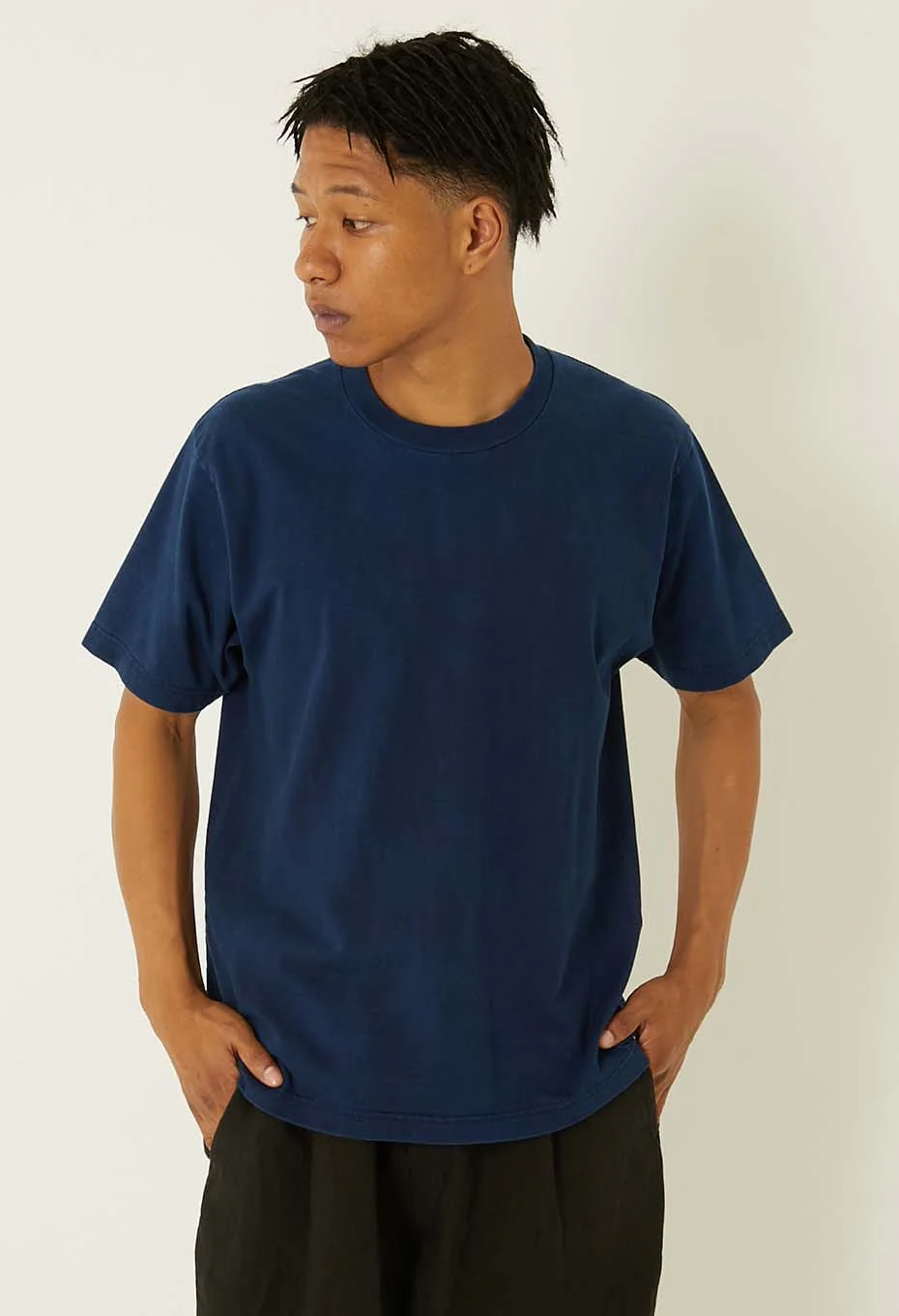 BLUE BLUE JAPAN KNITTED ORGANIC HAND DYED HIGH GUAGE CLUB SS TEE - INDIGO - Image 6