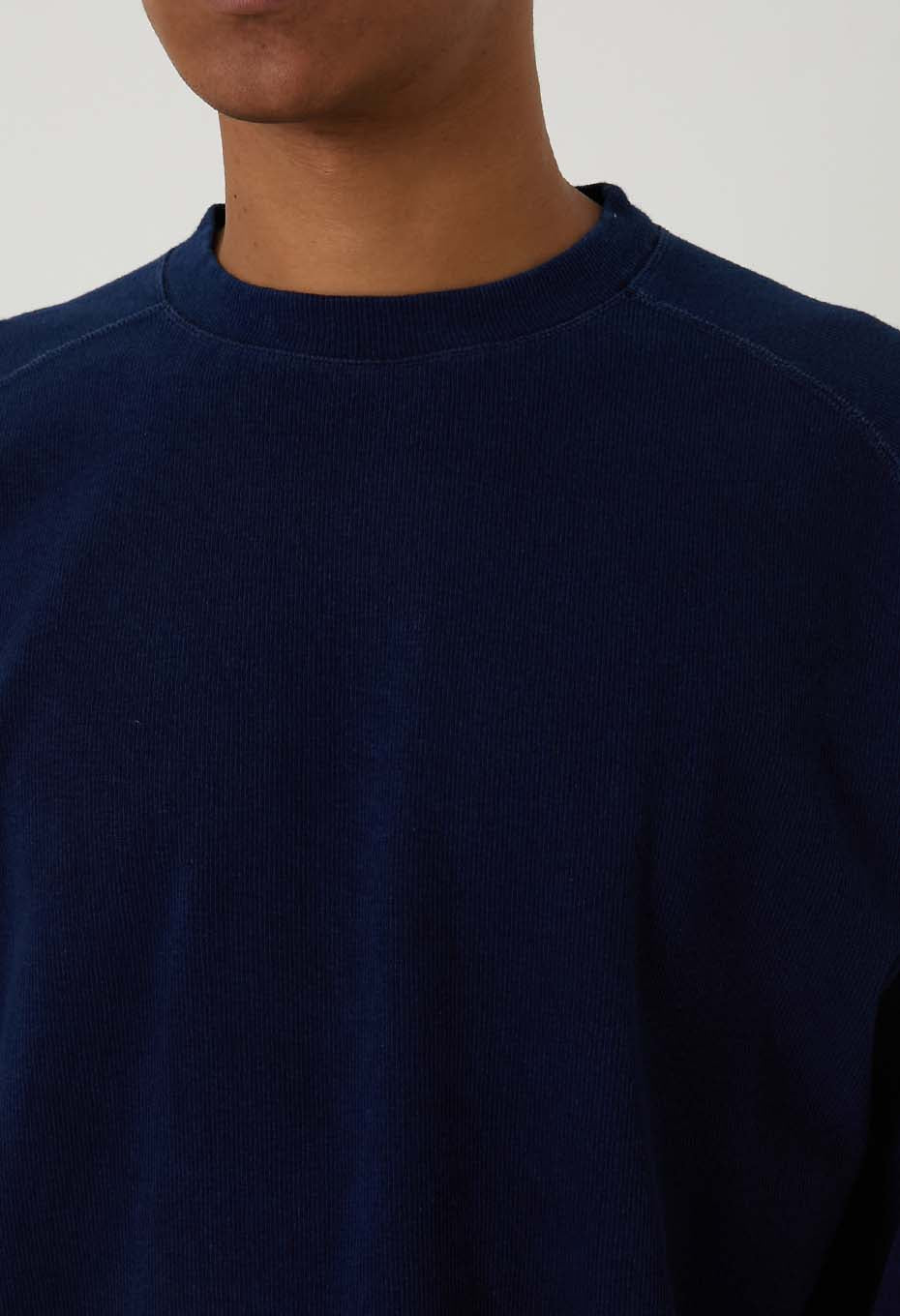 BLUE BLUE JAPAN MOD HAND DYED SLUB COTTON CREWNECK LS TEE - INDIGO - Image 7