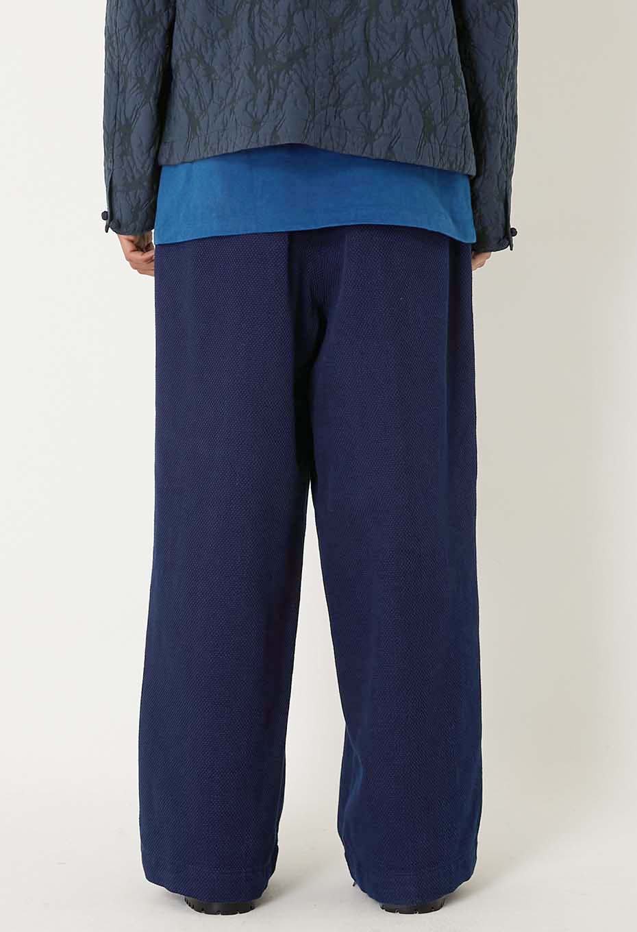 BLUE BLUE JAPAN  PURE INDIGO LIGHT SASHIKO TUCKED WIDE PANTS - Image 4