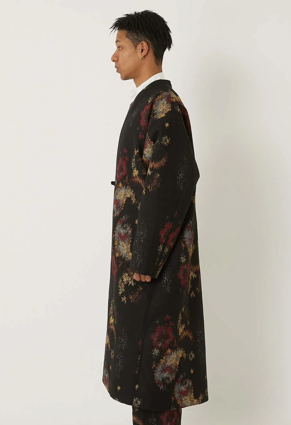 BLUE BLUE JAPAN TSUJIGAHANA GOBELIN LONG HAORI JACKET - BLACK - Image 3
