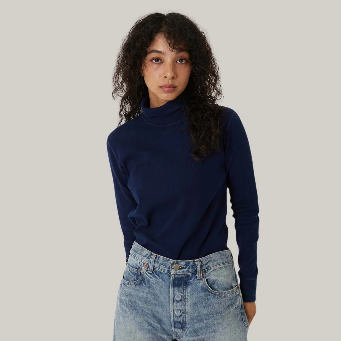 BLUE BLUE JAPAN INDIGO HAND DYED SLUB COTTON RIB TURTLE LS TEE - INDIGO - Image 2