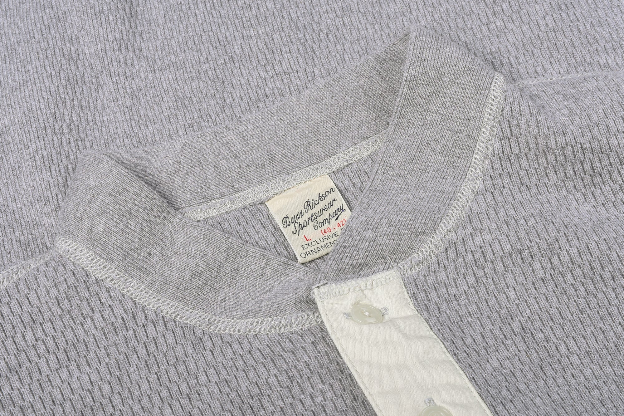 BUZZ RICKSON HENLEY NECK THERMAL - GREY - Image 7