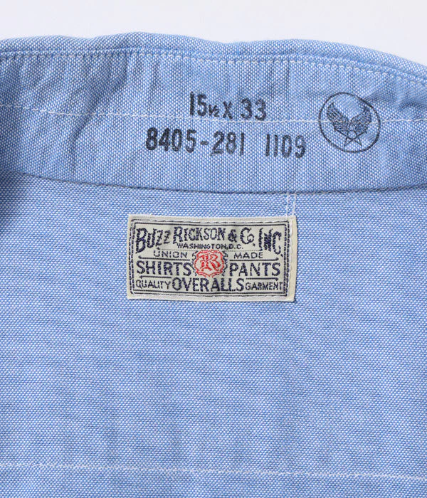 BUZZ RICKSON x PPHH - 4OZ COTTON OXFORD CLOTH SHIRT - BLUE - Image 4