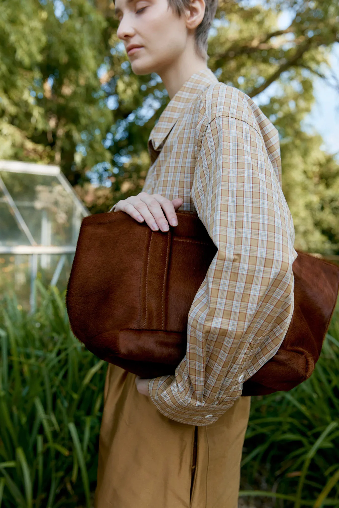 CAWLEY HAIR ON HIDE MINI TOTE BAG - CHESTNUT - Image 2