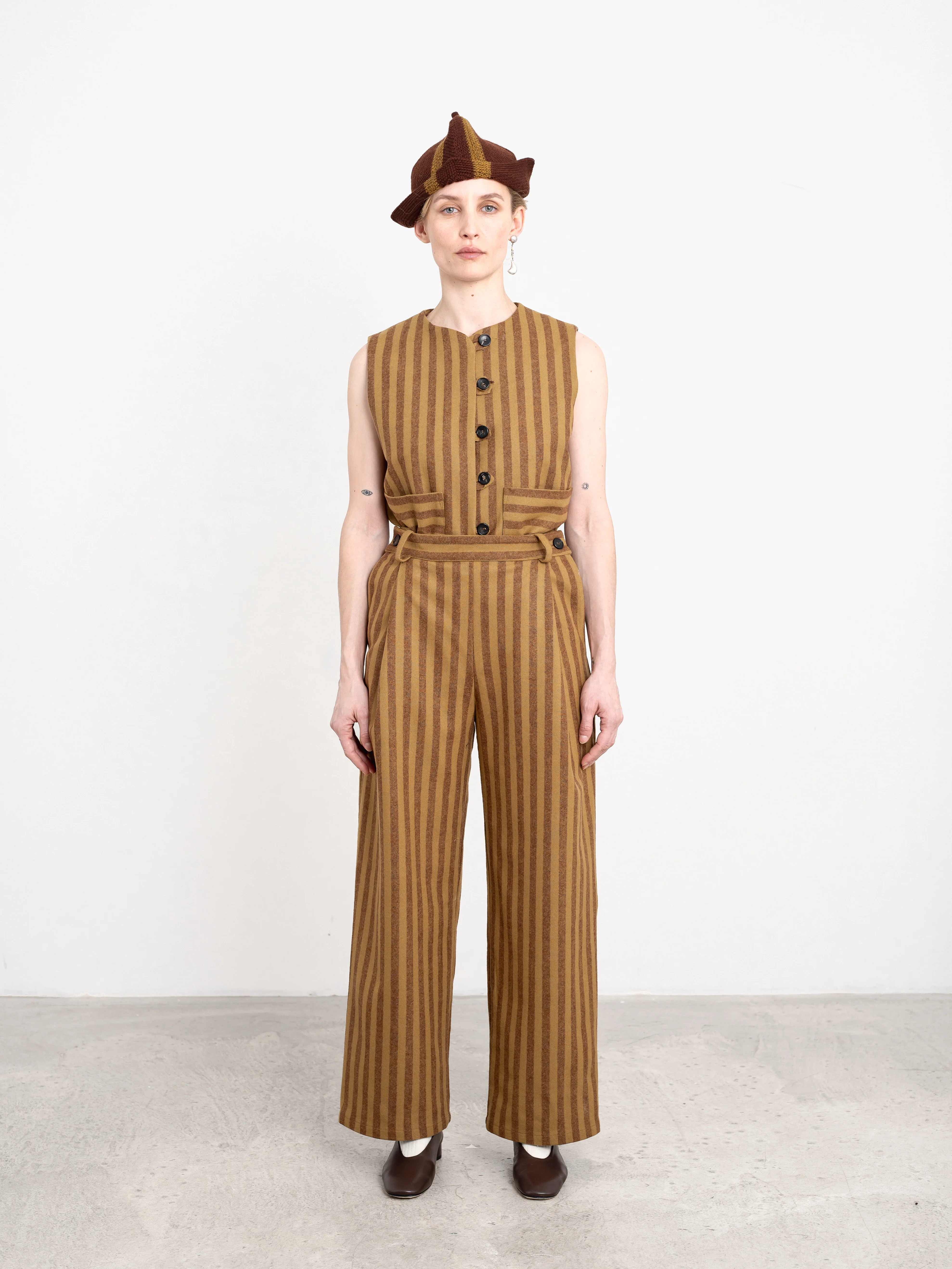 CAWLEY PORTUGUESE STRIPED WOOL GEORGIA TROUSER - Image 5
