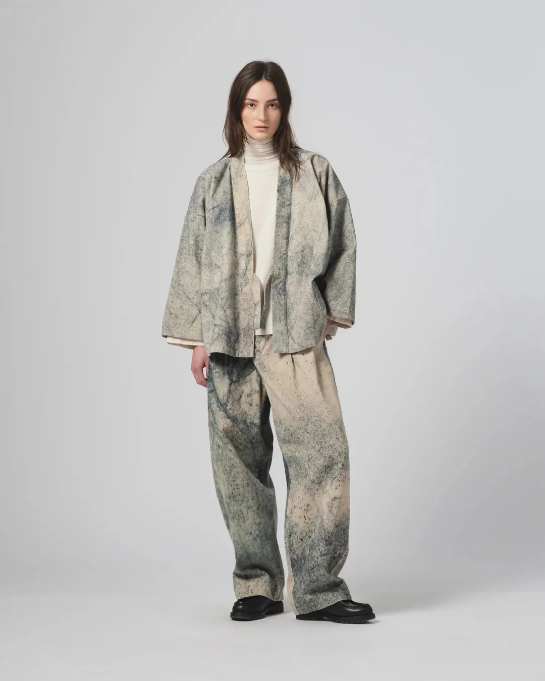 EAT DUST KIMONO - FELINO CORD - BEIGE/ INK - Image 11