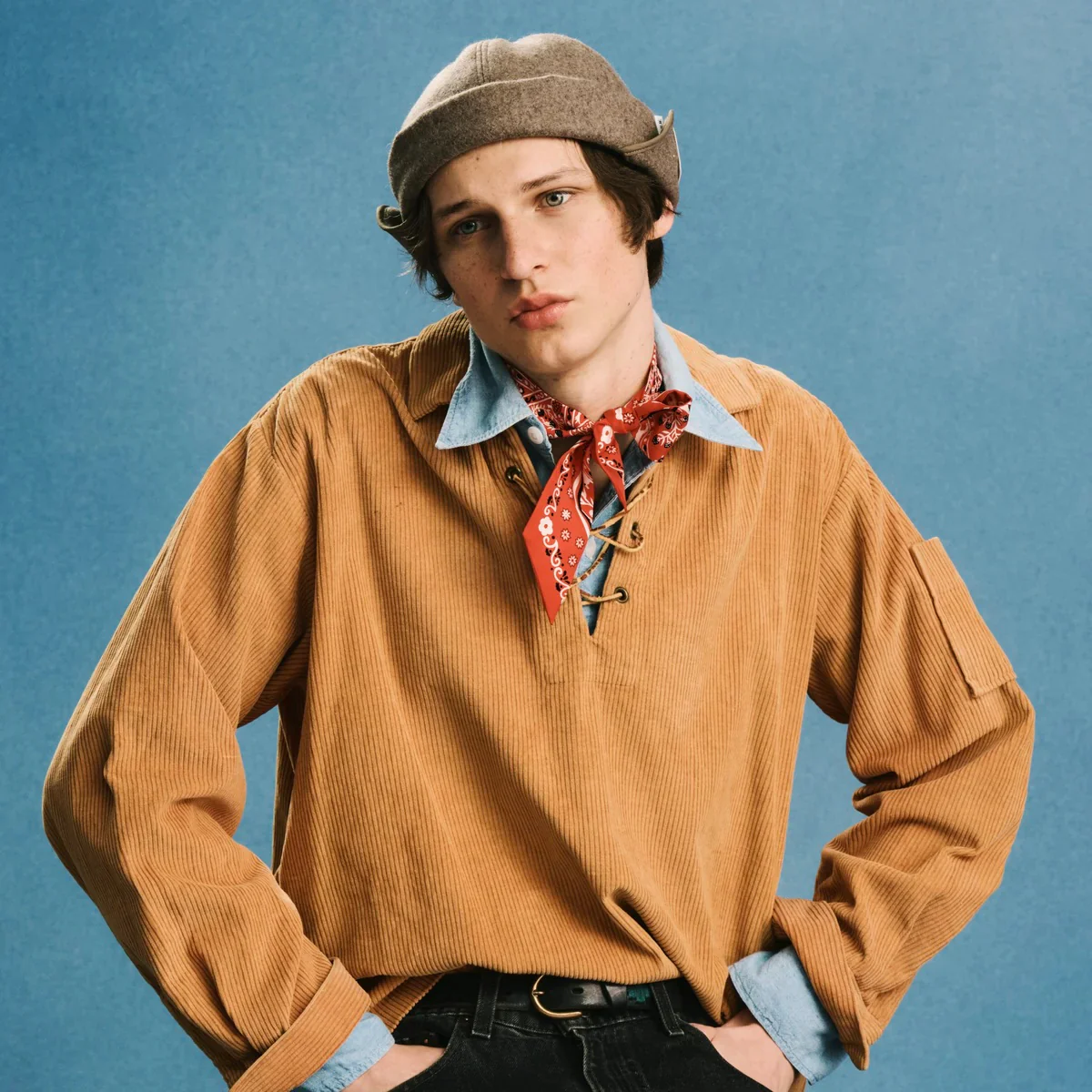H.W. DOG & CO. FLAP ROLL CAP - RED - Image 2