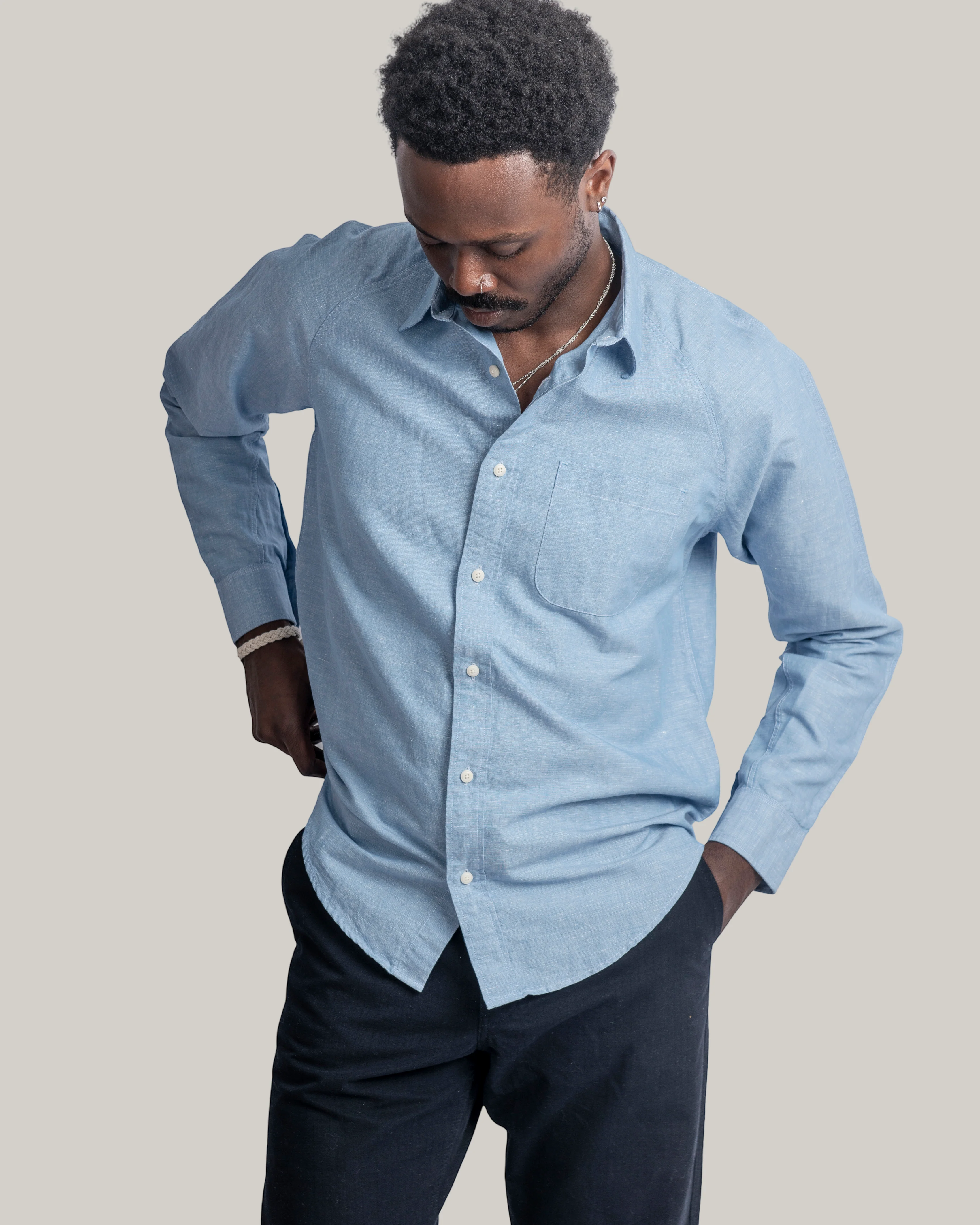 HEIMAT COTTON/ HEMP ARTIST SHIRT - TRAIL BLUE - Image 2