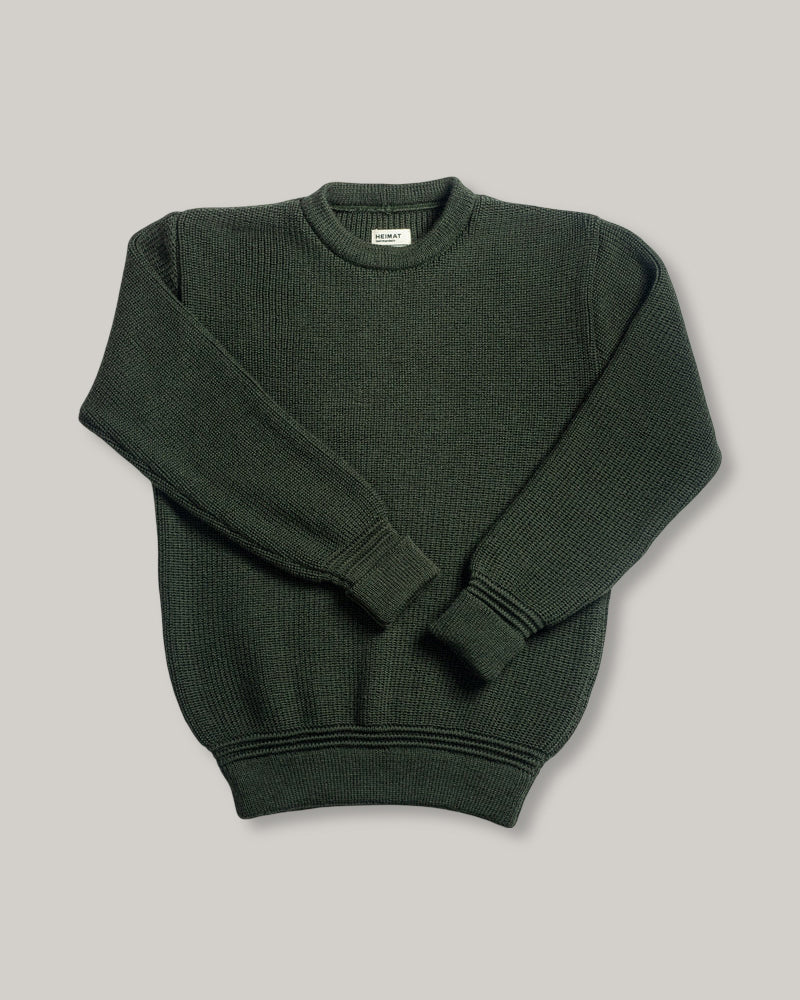 HEIMAT VIRGIN WOOL CREWNECK SWEATER - MILITARY GREEN