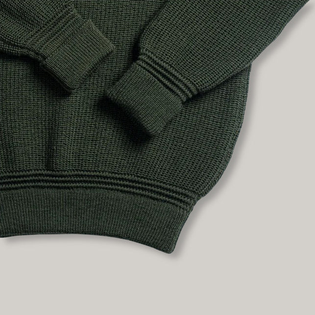 HEIMAT VIRGIN WOOL CREWNECK SWEATER - MILITARY GREEN - Image 3