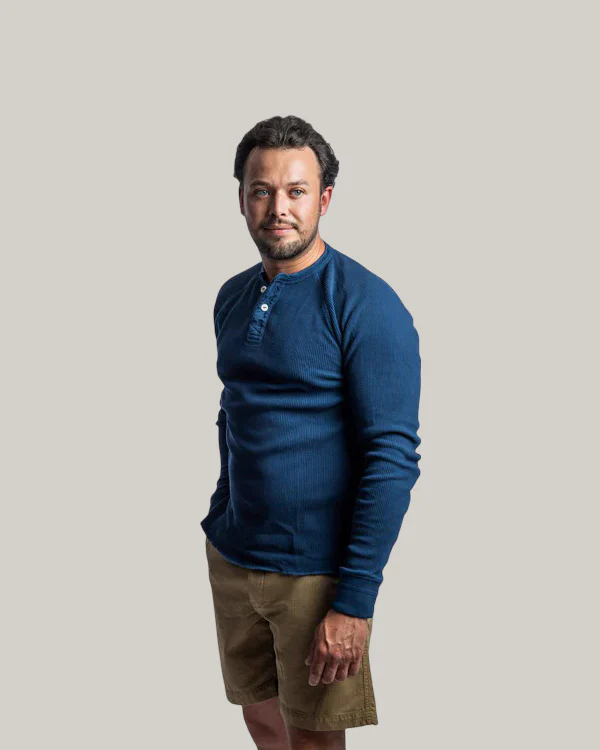 HEIMAT HENLEY WAFFLE TOP - INK - Image 2