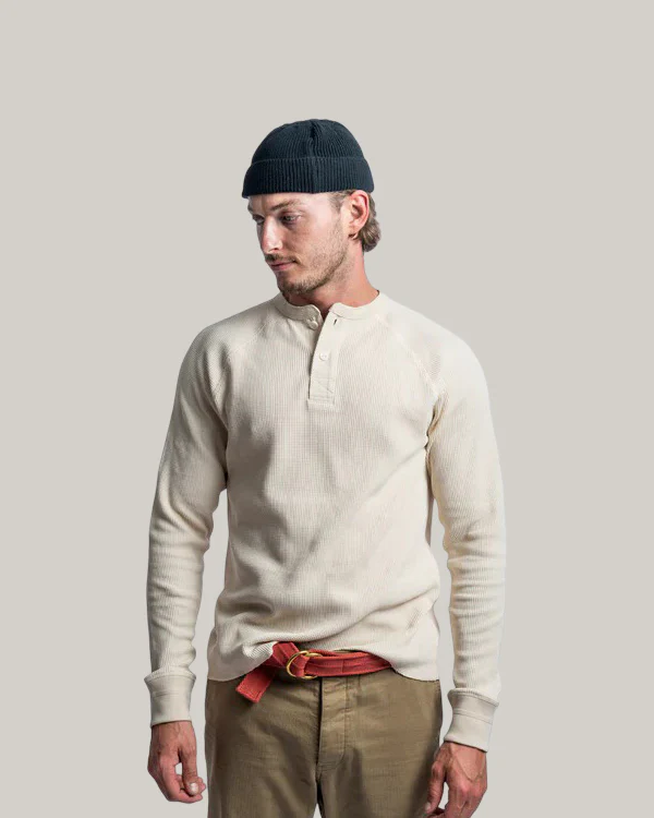 HEIMAT HENLEY WAFFLE TOP - SEASHELL - Image 2