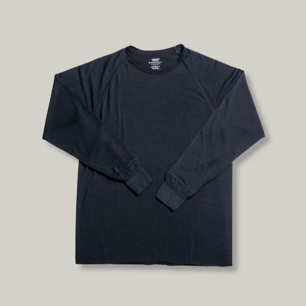 HEIMAT MERINO RAGLAN LONG SLEEVE TEE - SCHWARZ