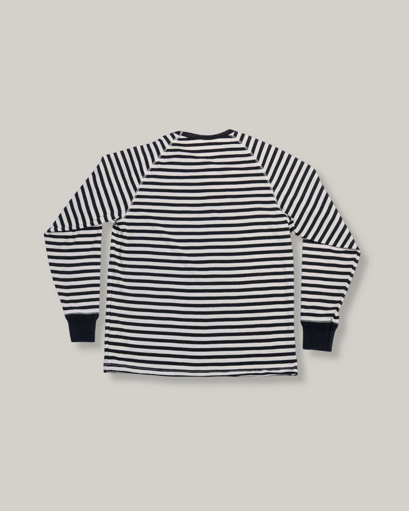 HEIMAT MERINO RAGLAN STRIPE LONG SLEEVE TEE - SCHWARZ/ SEASHELL - Image 2
