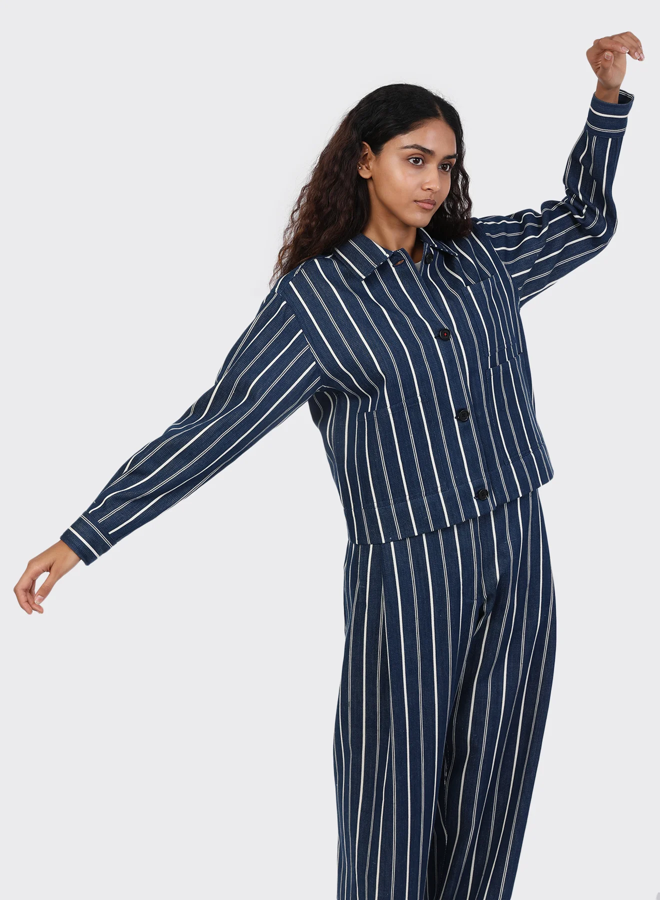 KARDO WOMEN'S RUMI JACKET - INDIGO STRIPE - Image 4