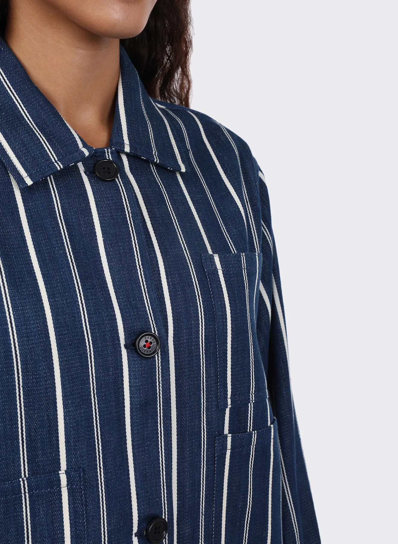 KARDO WOMEN'S RUMI JACKET - INDIGO STRIPE - Image 6