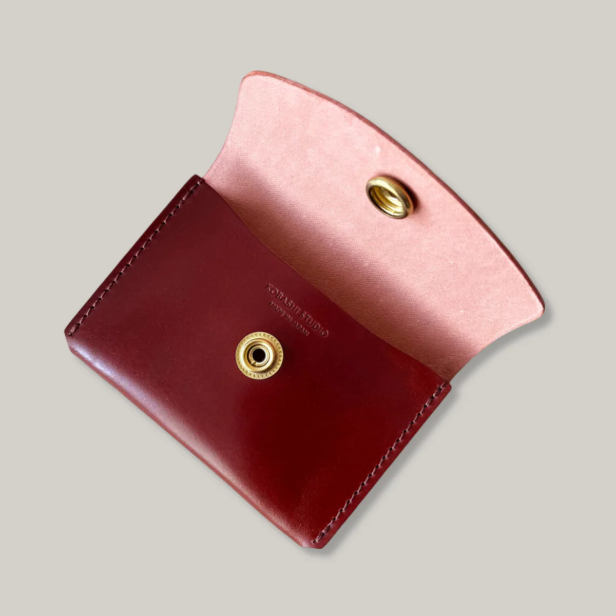 KOBASHI STUDIO CORDOVAN CARD CASE WALLET - RED BROWN - Image 4