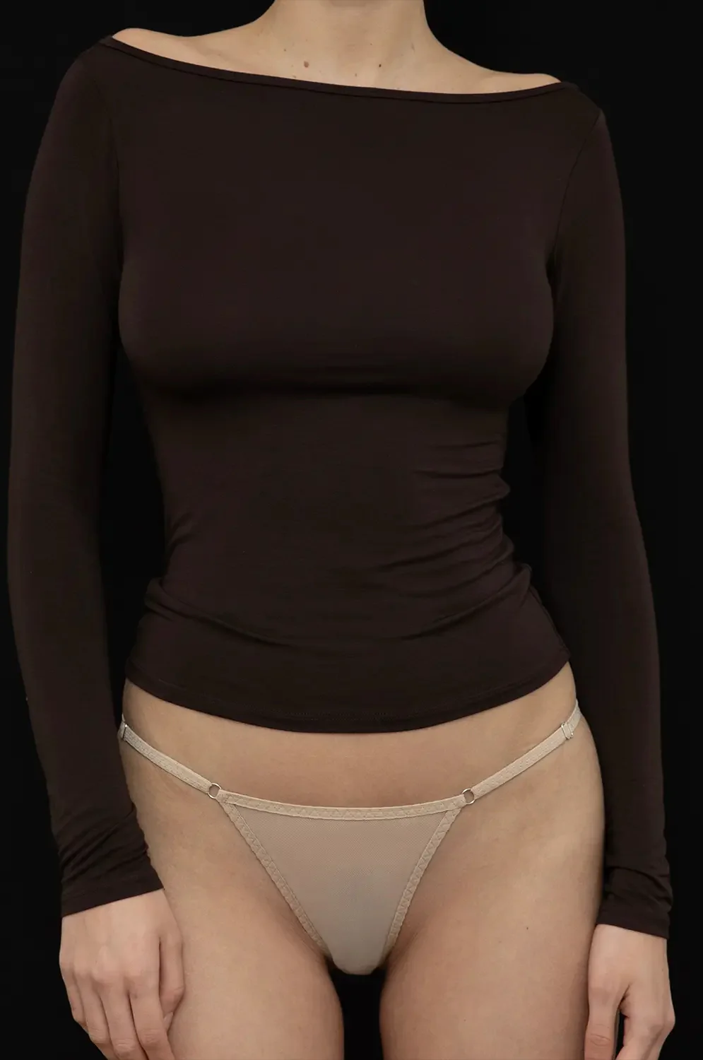 KYE INTIMATES RECLINE BATEAU LONGSLEEVE - ESPRESSO