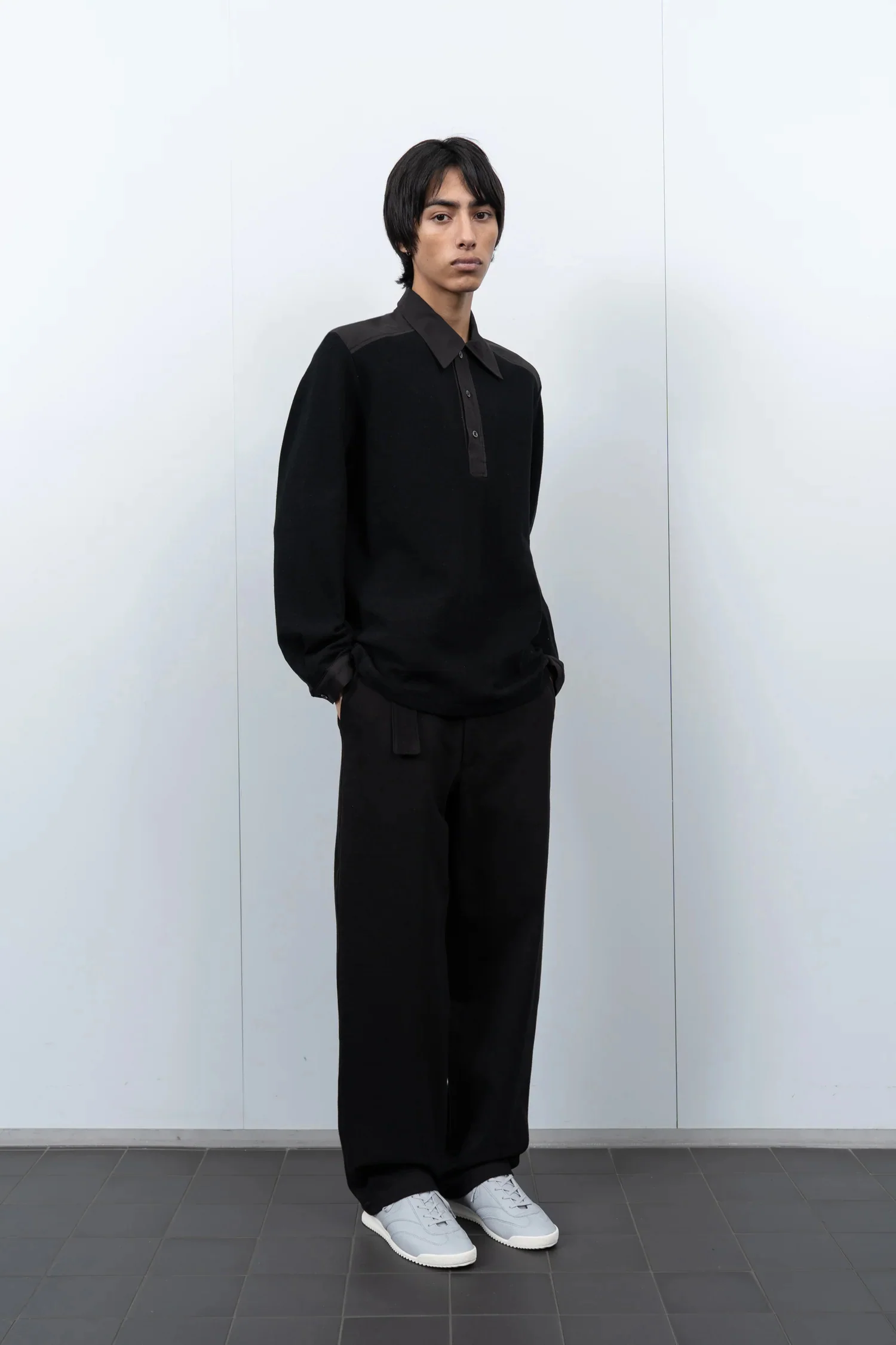 LADY WHITE CO. DOUBLE KNIT POLO - BLACK - Image 3