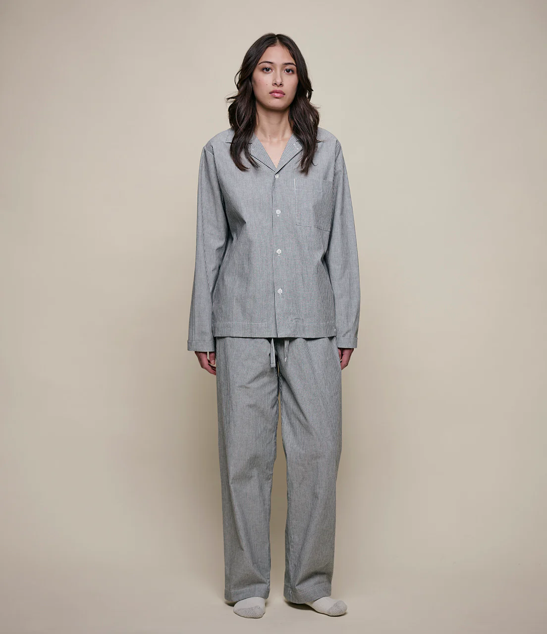 MERZ B. SCHWANEN COTTON PYJAMA TOP - DEEP BLACK/ NATURE - Image 3