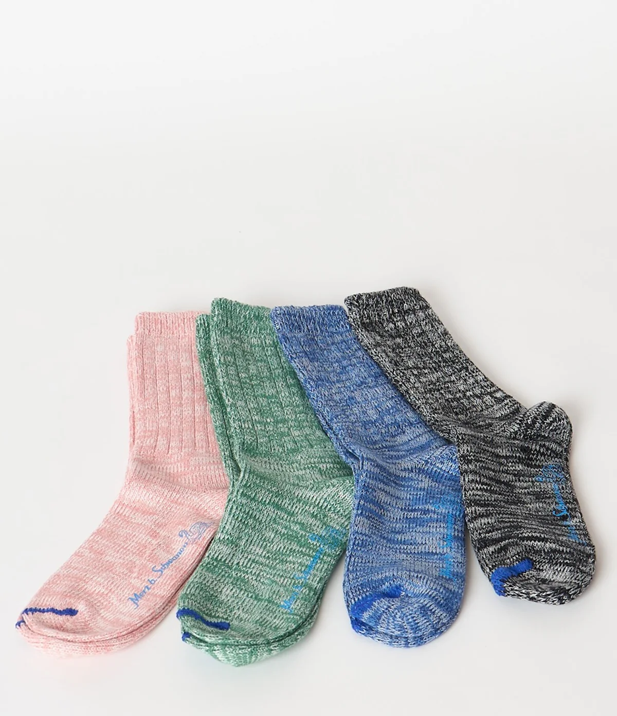 MERZ B. SCHWANEN GS07 MELANGE SOCKS - DEEP BLACK/ NATURE - Image 3