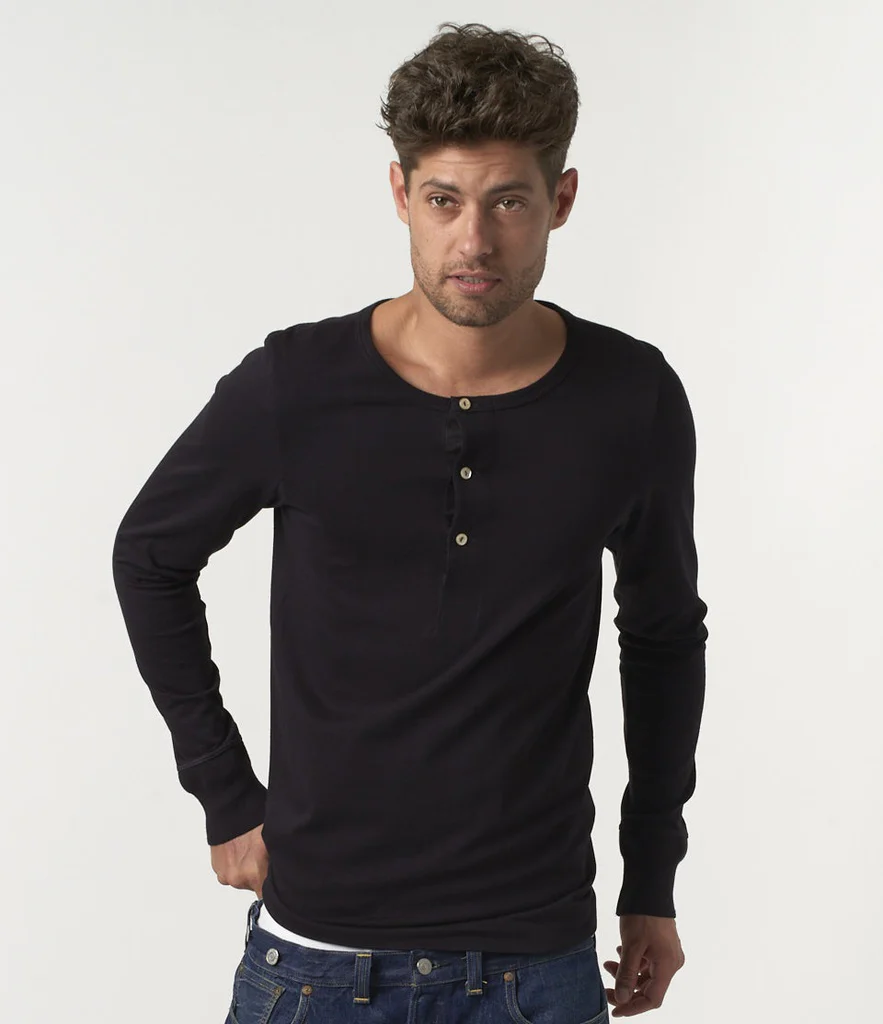 MERZ B SCHWANEN HENLEY SHIRT 206 - DEEP BLACK - Image 4