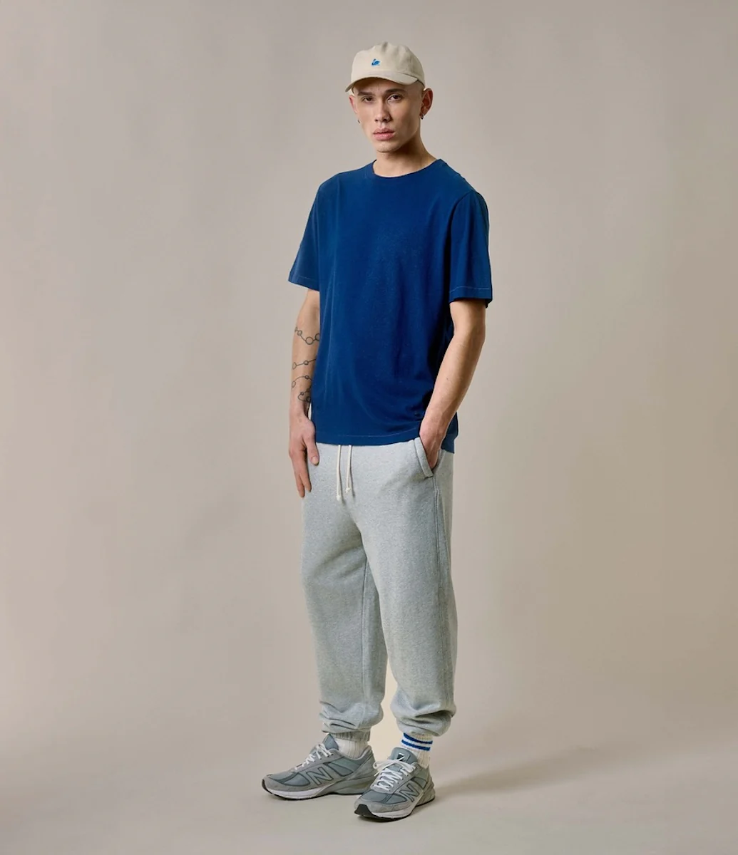MERZ B. SCHWANEN HPT01 COTTON/ HEMP T-SHIRT - INK BLUE - Image 3