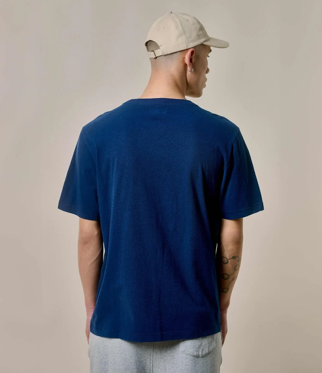MERZ B. SCHWANEN HPT01 COTTON/ HEMP T-SHIRT - INK BLUE - Image 4